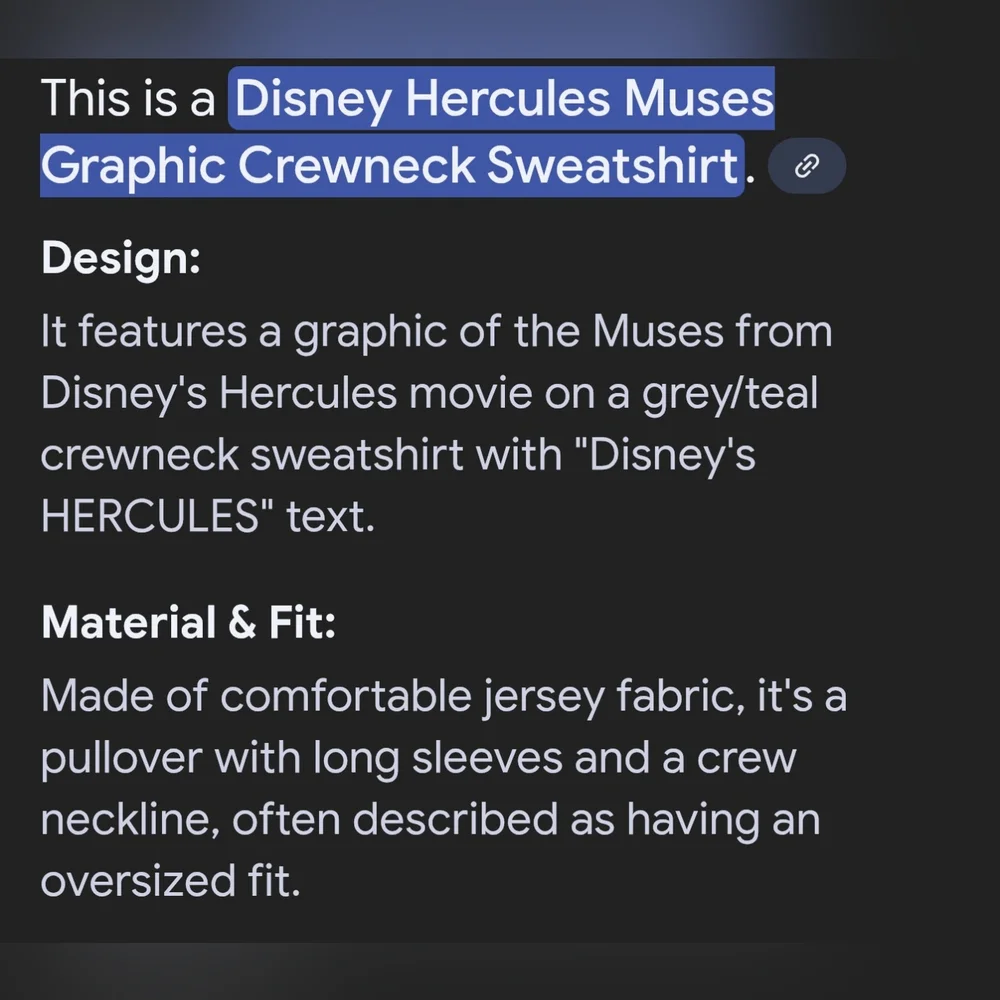 Disney Graphic Of The Muses From Hercules Sweatshirt. Medium - Picture 5 of 8